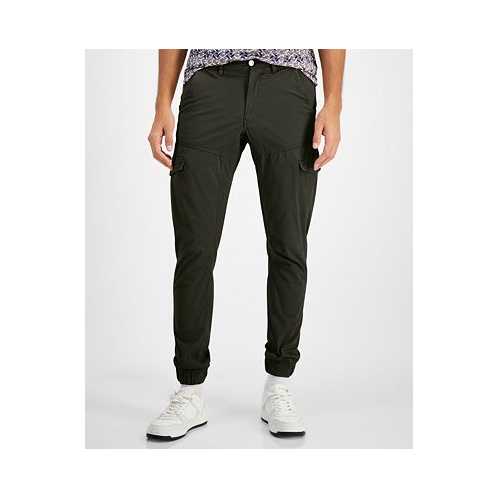 GUESS Mens Stretch-Cotton Cargo Joggers