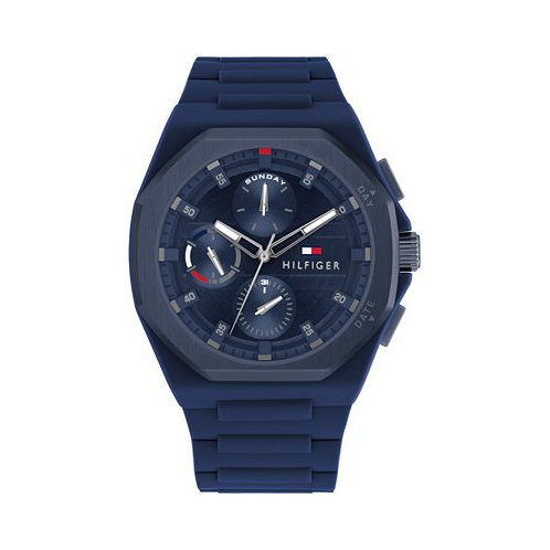 Tommy Hilfiger Mens Multifunction Blue Silicone Watch 44mm