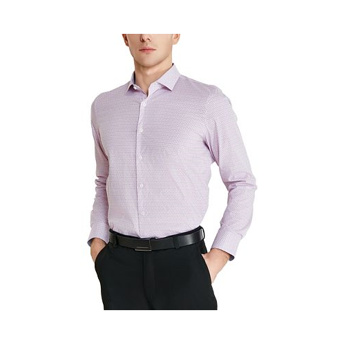 Tallia Mens Slim-Fit Geo-Link Dress Shirt