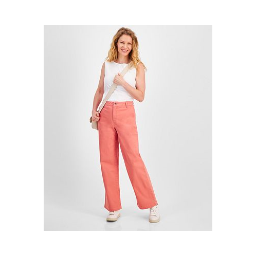 Style & Co Womens High-Rise Wide-Leg Twill Pants