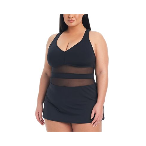 Bleu by Rod Beattie Plus Size Dont Mesh With Me Skirted One-Piece Swimsuit