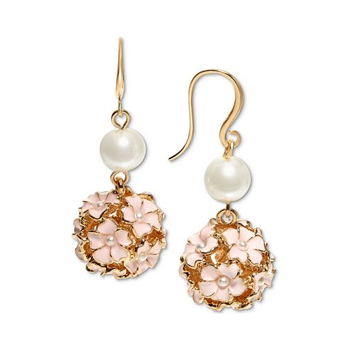 Charter Club Gold-Tone Imitation Pearl & Color Flower Cluster Drop Earrings