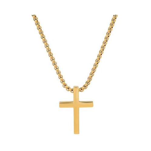 STEELTIME Mens Polished Cross Pendant Necklace 24