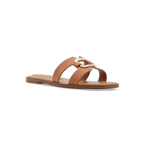 ALDO Womens Nydaokin Buckle Cutout Slip-On Flat Sandals