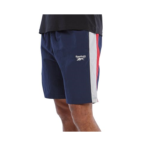 Reebok Mens Ivy League Regular-Fit Colorblocked Crinkled Shorts