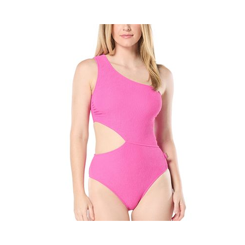 Michael Kors Womens One-Shoulder Side-Cutout Swimsuit