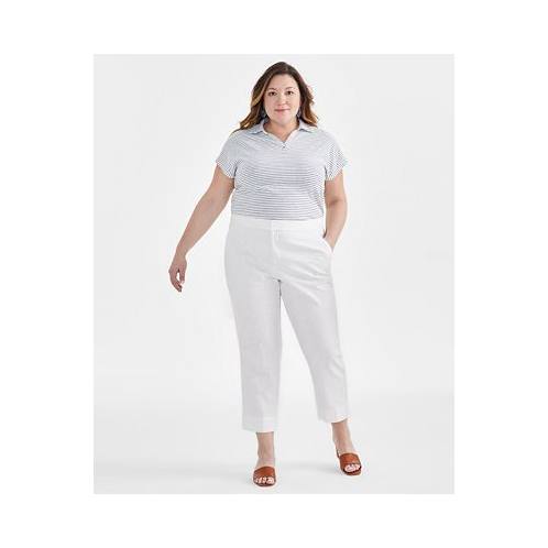 Style & Co Plus Size Mid-Rise Linen Blend Everyday Ankle Pants