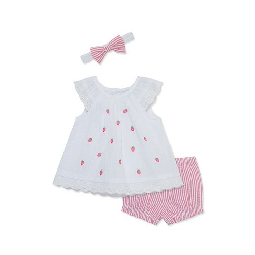 Little Me Baby Girls Strawberry Sunsuit with Headband