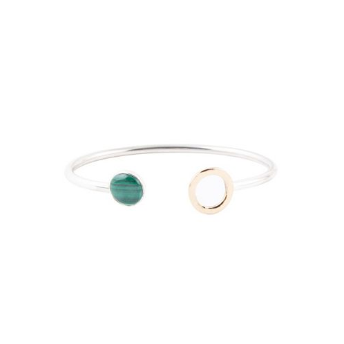 Barse Two Toned Genuine Malachite Circle Cuff Bracelet