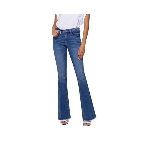Vervet Womens Mid Rise Raw Hem Mini Flare Jeans