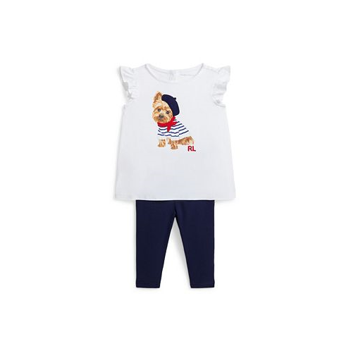 Polo Ralph Lauren Baby Girls Dog Cotton Jersey T Shirt and Leggings Set