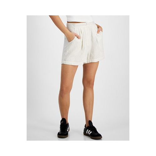 And Now This Womens High Rise Linen Blend Shorts