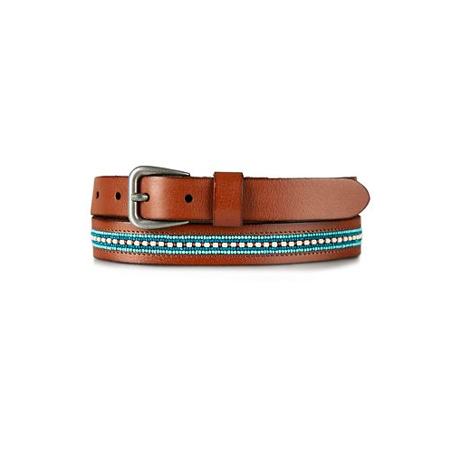 Lucky Brand Turquoise Beaded Stripe Leather Belt