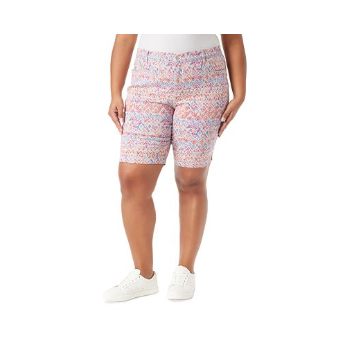 Gloria Vanderbilt Plus Size Amanda Printed Denim Bermuda Shorts