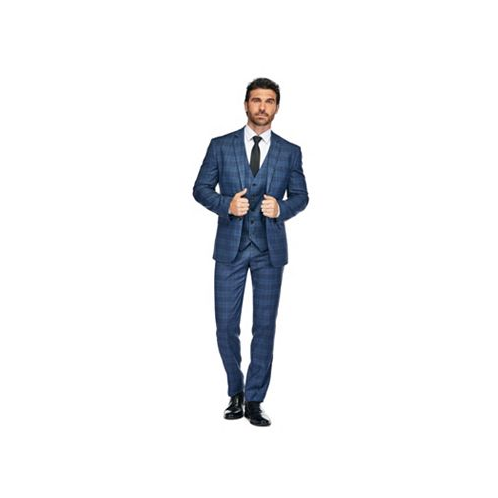 Gino Vitale Slim Fit 3PC Check Mens Suit