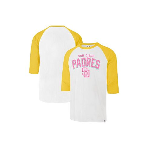 47 Brand Mens Cream Distressed San Diego Padres City Connect Crescent Franklin Raglan Three-Quarter Sleeve T-shirt