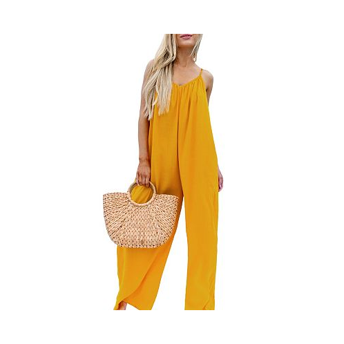 CUPSHE Womens Sunshine Yellow Sleeveless Loose Fit Jumpsuit