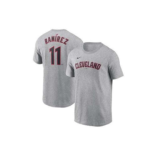 Nike Mens Jose Ramirez Gray Cleveland Guardians Fuse Name and Number T-shirt