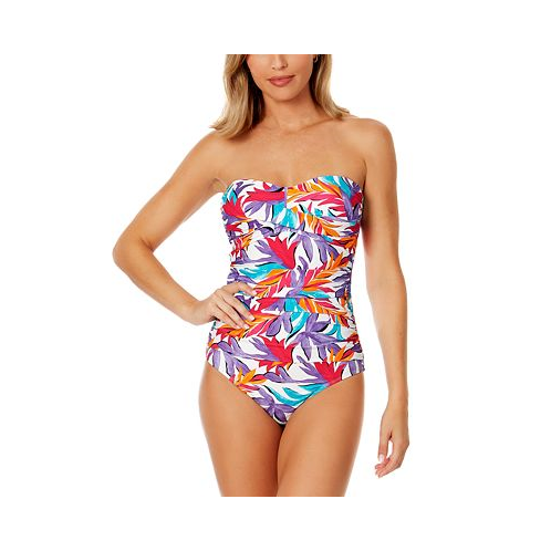 Anne Cole Womens Twist-Front Tropical-Print One-Piece Swimsuit