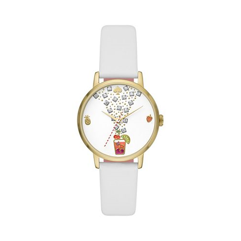 Kate spade new york Womens Metro White Leather Watch 34mm
