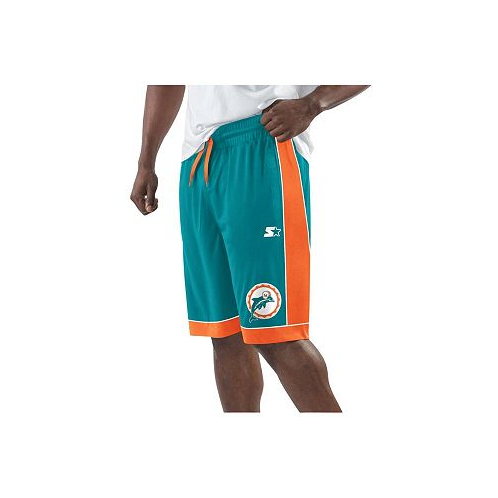Starter Mens Aqua Orange Distressed Miami Dolphins Vintage-Like Fan Favorite Shorts