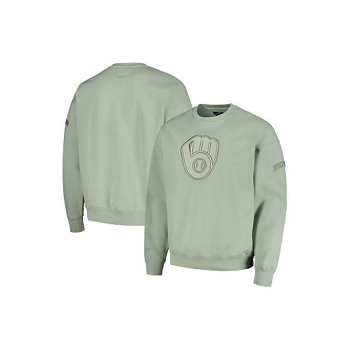 Pro Standard Mens Green Milwaukee Brewers Neutral Drop Shoulder Pullover Sweatshirt