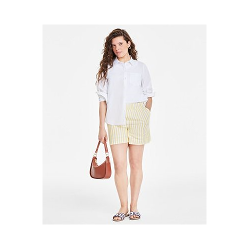 On 34th Womens Linen Stripe Pull-On Shorts