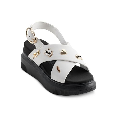 KARL LAGERFELD PARIS Womens Tilda Embellished Crisscross Slingback Sandals