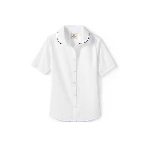Lands End Little Girls School Uniform Piped Peter Pan Collar Broadcloth Shirt