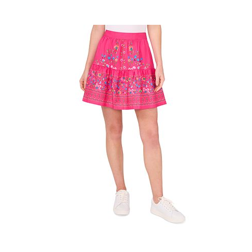 CeCe Womens A-Line Placed Print Ruffle Skirt