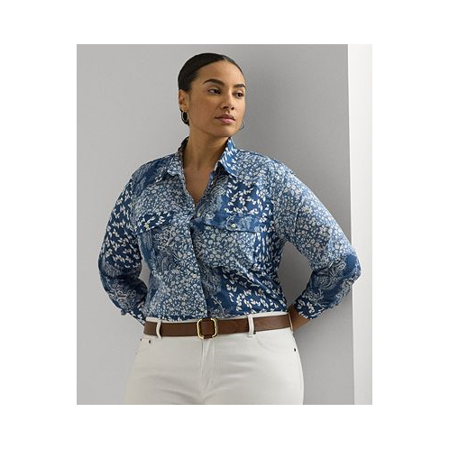 POLO Ralph Lauren Plus Size Cotton Floral Patchwork Shirt