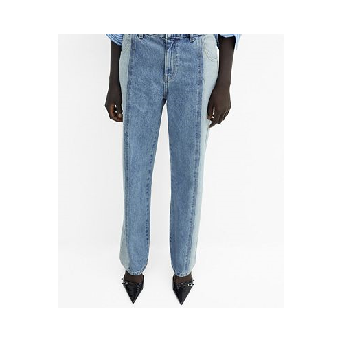 MANGO Womens Two-Tone Straight Jeans