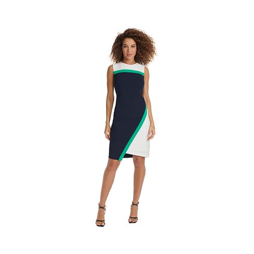 Tommy Hilfiger Womens Color-Blocked Asymmetric Dress