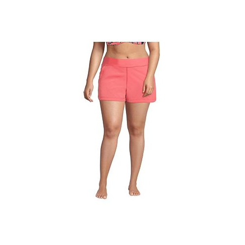 Lands End Plus Size 3 Inch Quick Dry Swim Shorts with Panty