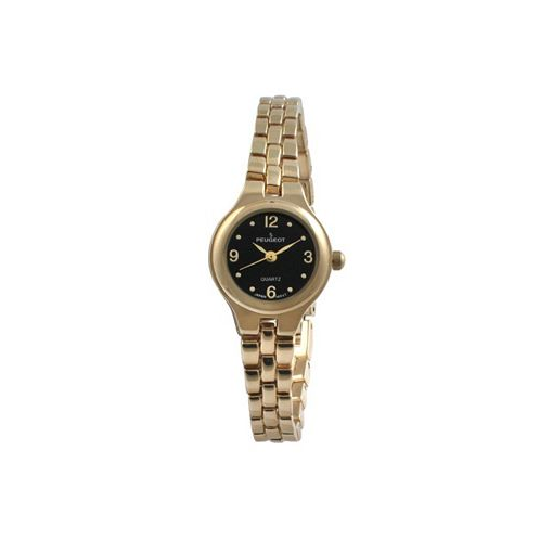 Peugeot Womens Small Face Gold-Tone Link Watch with Gold-Tone Metal Bracelet