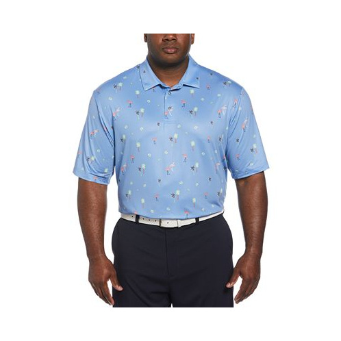 PGA TOUR Mens Short Sleeve Flamingo & Palm Print Polo Shirt