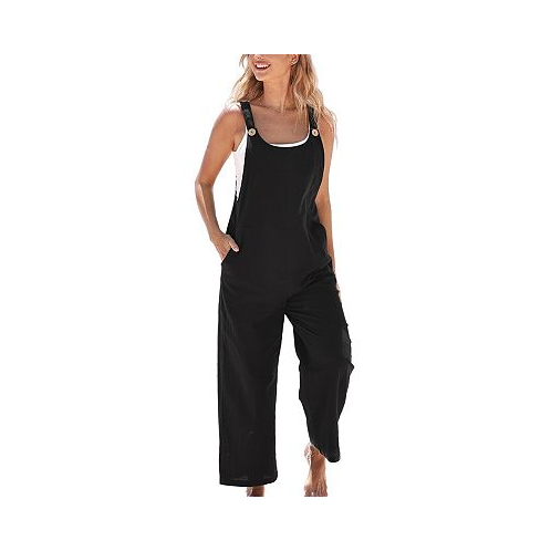 CUPSHE Womens Raven Tapered Pinafore Jumpsuit