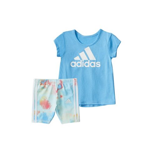Adidas Baby Girls Two-Piece Short Sleeve Back Pleat Top Bike Short Set