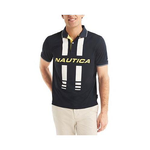 Nautica Mens Navtech Classic-Fit Colorblocked Logo-Print Performance Polo Shirt
