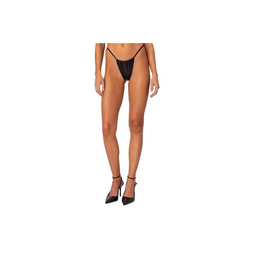 Edikted Womens Bruna Faux Leather Bikini Bottom