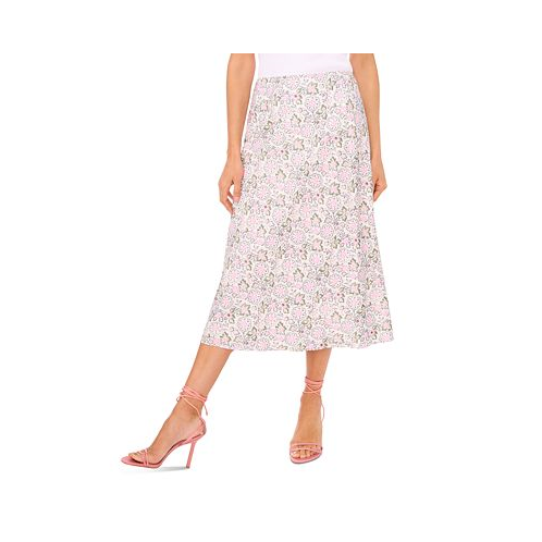 CeCe Womens Floral Midi Slip Skirt