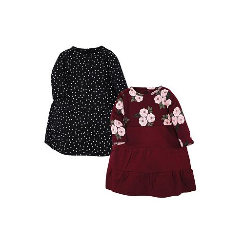 Hudson Baby Baby Girls Cotton Dresses Black Burgundy Floral