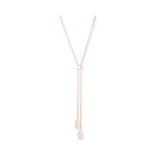 POLO Ralph Lauren Gold-Tone Pave Pear-Shape Lariat Necklace 17 + 3 extender