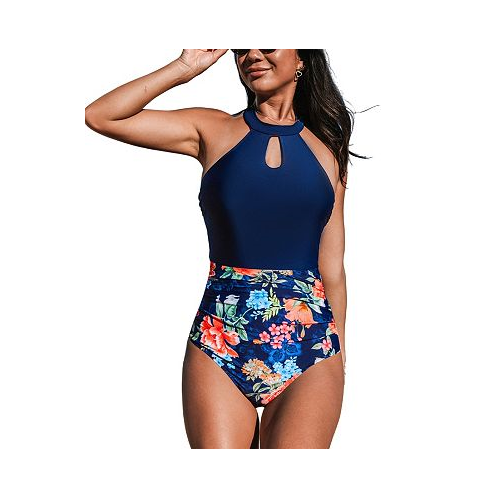 CUPSHE Womens Floral Ruched Tummy Control One-Piece