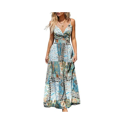 CUPSHE Womens Paisley Patchwork Twisted Maxi Beach Dress