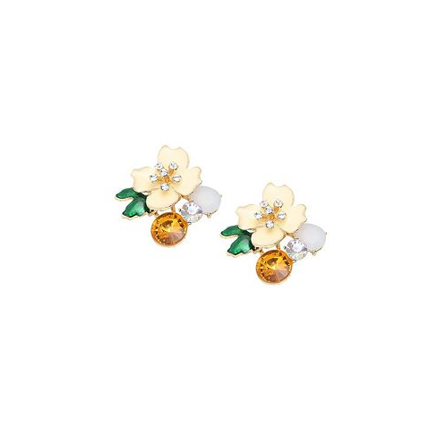 SOHI Womens Black Flower Garden Stud Earrings