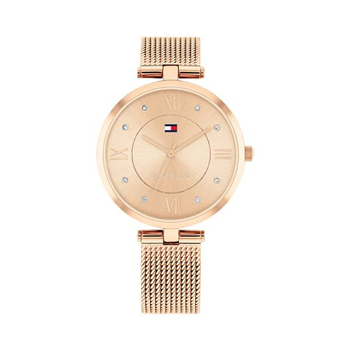 Tommy Hilfiger Womens Quartz Rose Gold-Tone Stainless Steel Mesh Watch 34mm