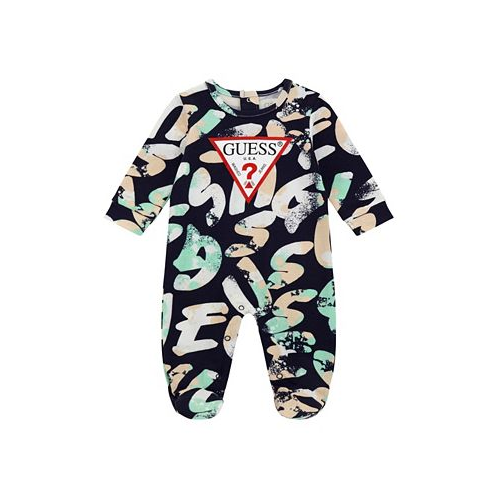 GUESS Baby Boy Stretch Jersey Printed Footed Coverall