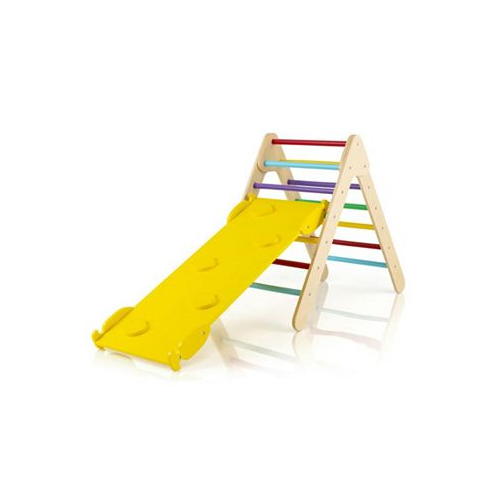 Slickblue 3-in-1 Wooden Climbing Triangle Set Triangle Climber with Ramp
