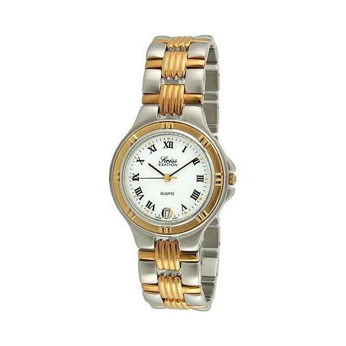 Swiss Edition Mens Two-Tone Bracelet Watch with Two Tone 23K Gold Plated & Silver Sport Bezel